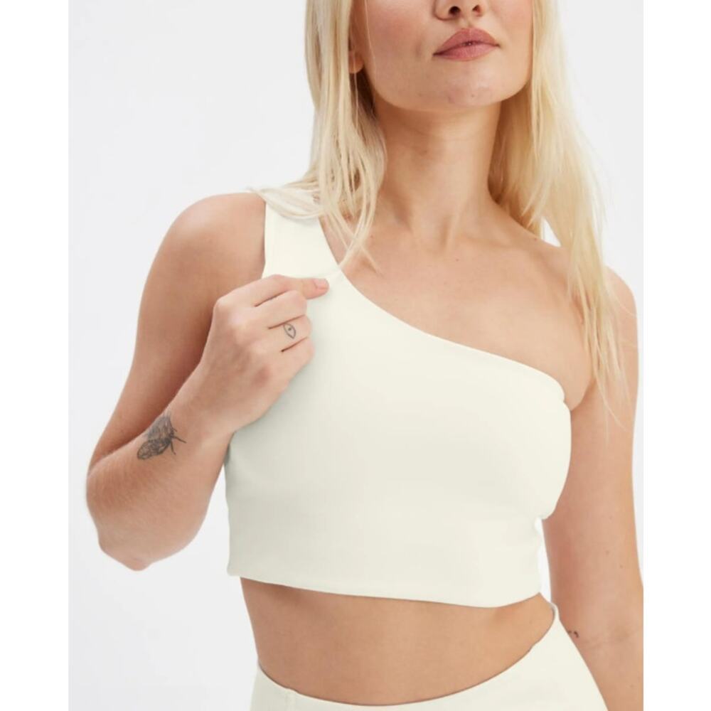Girlfriend Collective Bianca One Shoulder Bra Sports Bra Ivory Size Large